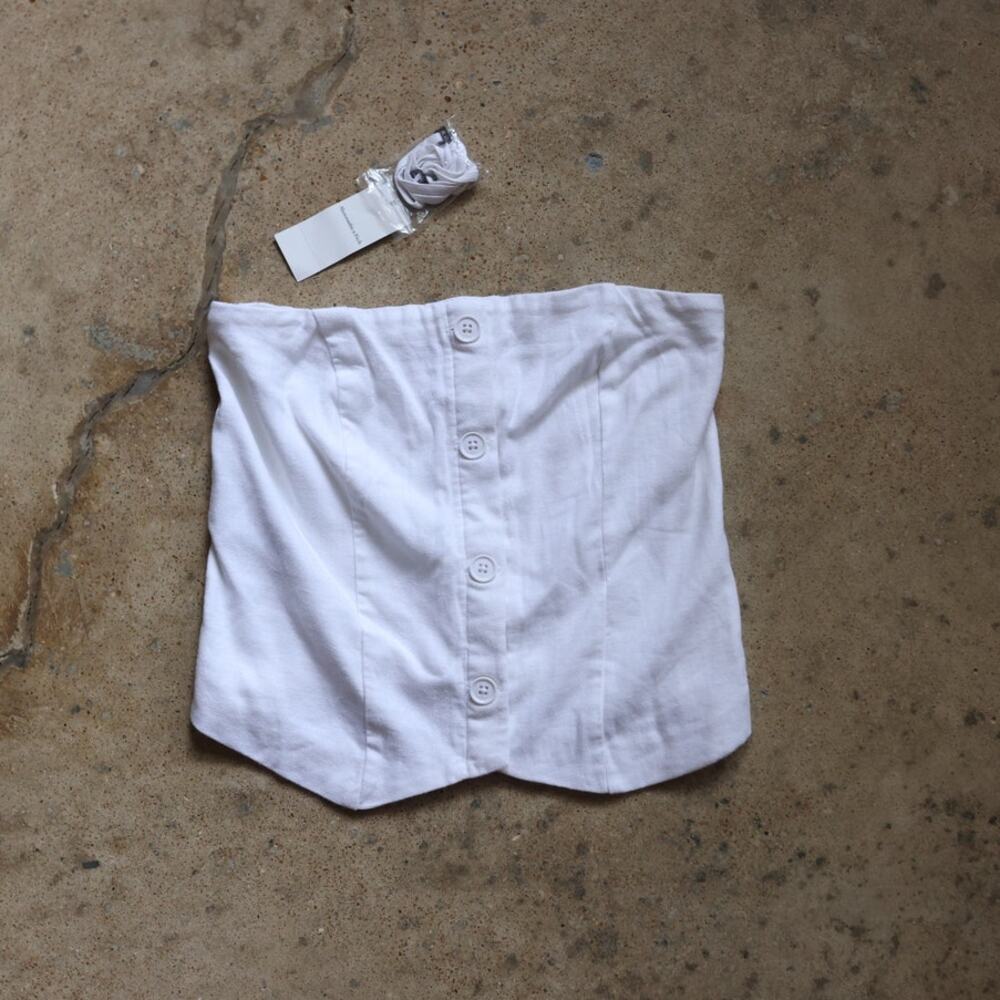 NWT Strapless Bustier Button Up Corset Top White Abercrombie Small Cottagecore